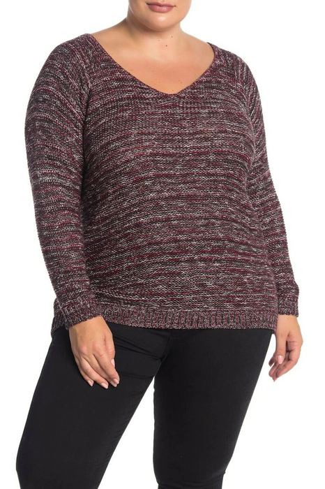 SUSINA women's V-Back Marled Knit Sweater MADE IN USA PLUS SIZE 3X