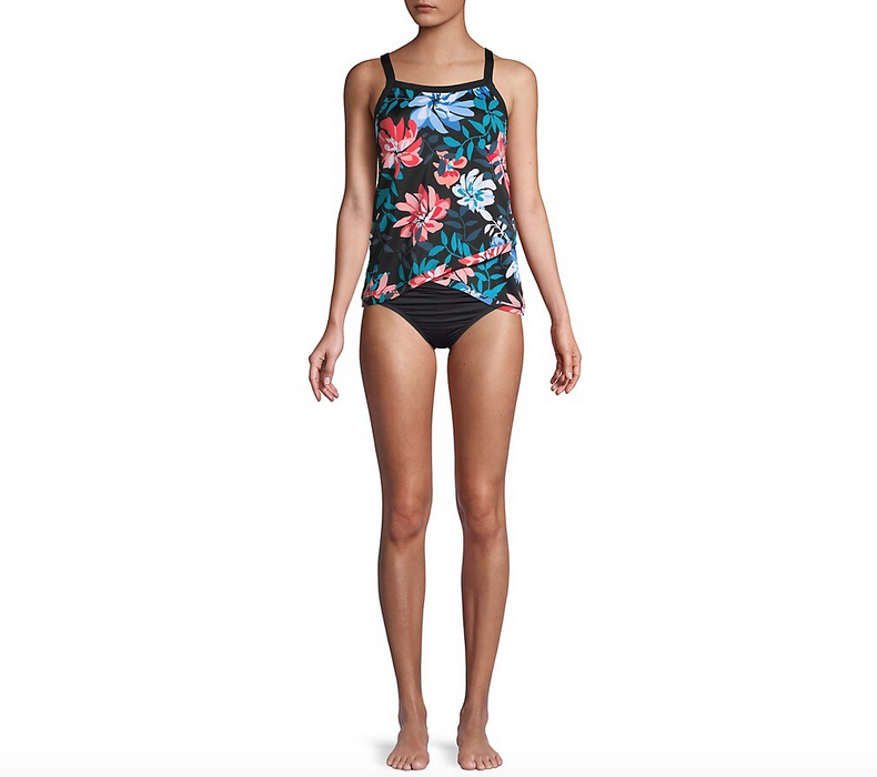 Penbrooke Bloom Town Crossover Hem Tummy Control Tankini One Piece Plus Size 20W