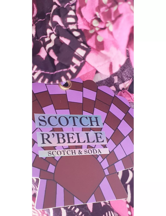 scotch & soda girls ruffled off-shoulder organic cotton top in pink size 4 years
