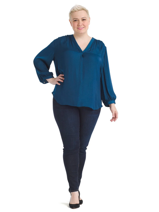 Vince Camuto Rumple Fabric Blouse In Deacon Blue Size XXS