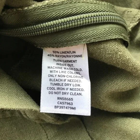 NEW BP Belted Linen Blend Paper Bag Waist Mini Skirt in olive size XS