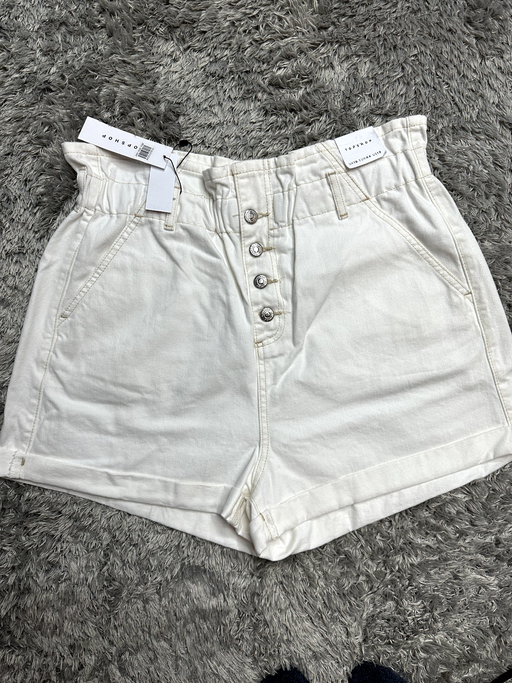 Topshop  women's Front Button Denim Shorts in white size 12 $60