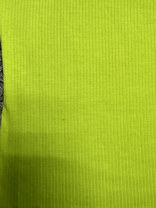Good Luck Gem Women's Ribbed Square Neck Tee Shirt In Neon Yellow Size M