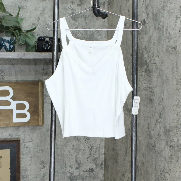 BP. Women's Plus Size V-Neck Rib sleeveless Camisole Cami size 1X in white