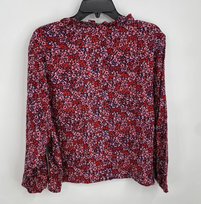 Abound Women's V-Neck Ruffled Floral Printed Blouse Size Small In Red Floral