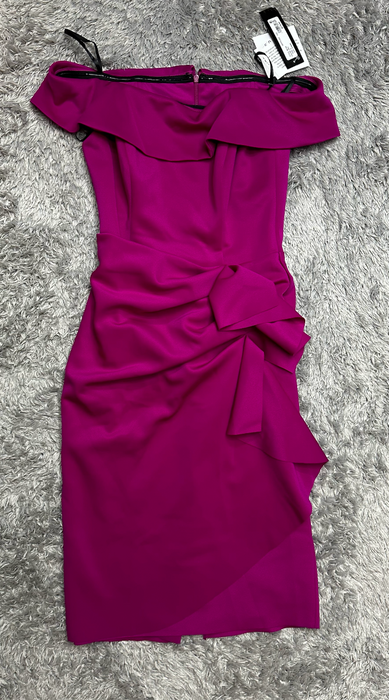 XSCAPE Short Scuba Off-the-Shoulder cap Dress with Ruffle Size 8 New in orchard