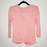 Poof NY women's Pastel Pink V-neck Twist Front  3/4 Sleeve Sweater size M $44
