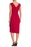 London Times Stretch Froncé Strass Broche Robe Cranberry Rouge Taille 2