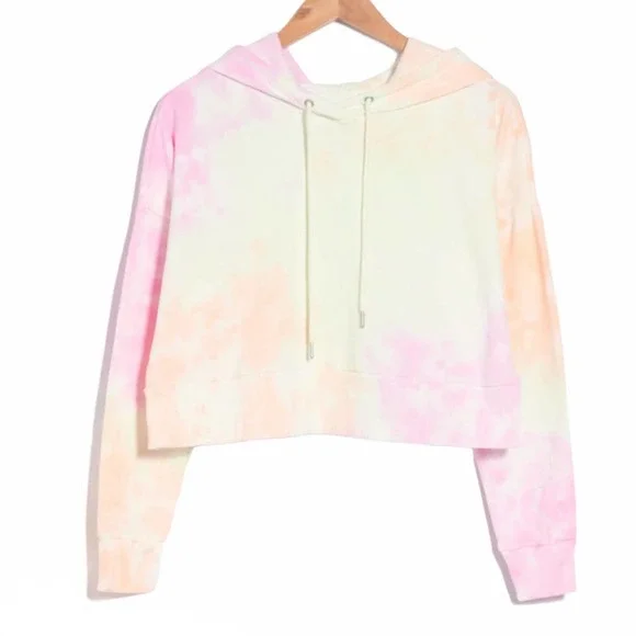 90 DEGREE BY REFLEX  Brushed Knit Oversized Hoodie In Mint Berry Tie Dye size M