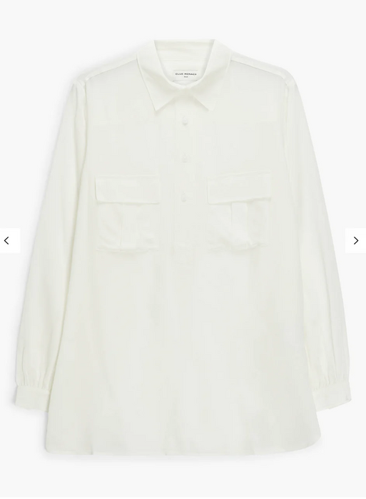 CLUB MONACO Safari Silk Long Sleeve Shirt  size XS in ivory