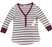 Treasure & Bond women’s 3/4 sleeve white rust striped linen henley top size XL
