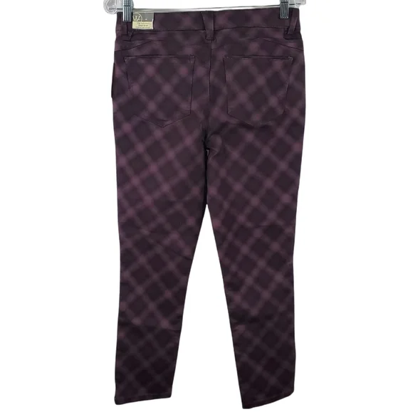 Wit & Wisdom AB-Solution Plaid High Waist Ankle Skinny Pants In Cabernet Size 6