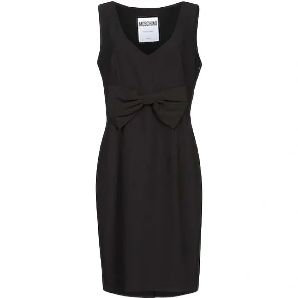 Moschino Women's  Bow Front Woven Sleeveless Dress in Balck size 44 ( 10 US )