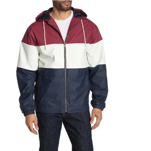 Men's Weatherproof Hooded Full Zip Rain Slicker  Jacket Raincoat Coat( scratch)