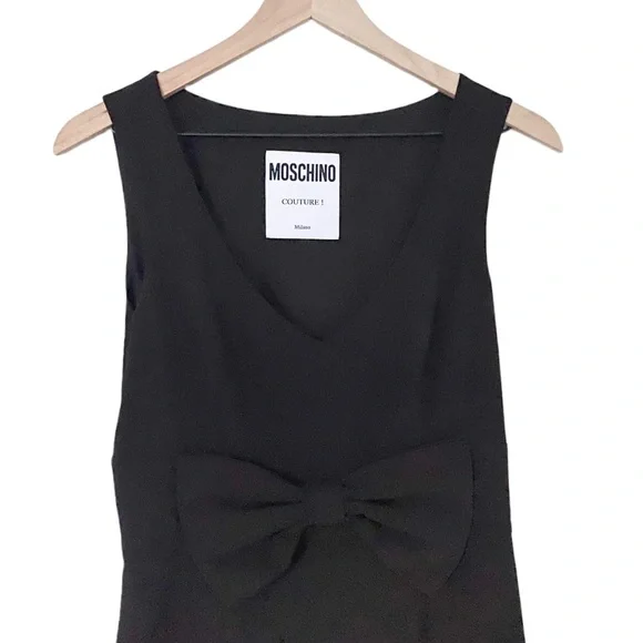 Moschino Women's  Bow Front Woven Sleeveless Dress in Balck size 44 ( 10 US )