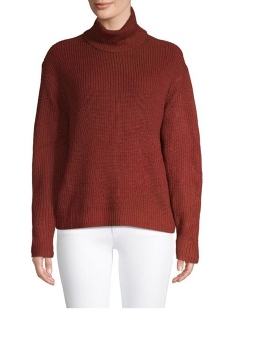 Sanctuary Women's Shaker Turtleneck Sweater In Cinnamon Brown Size XL $130