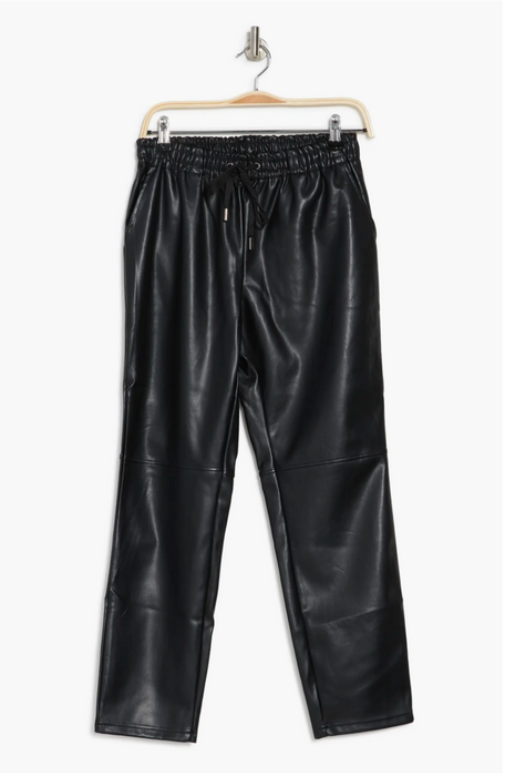 Laundry by Shelli Segal EUC Faux Leather Black Joggers Pants Size M black