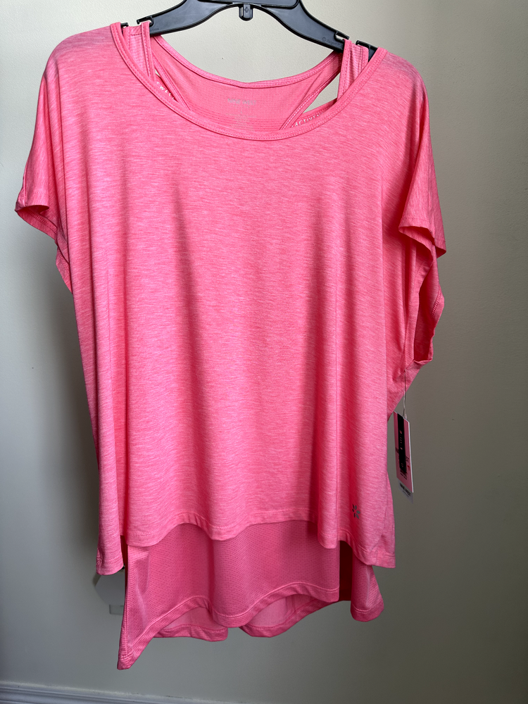 Nine West Active Womens size Large top 2 in 1 short sleeve L in pink 42$