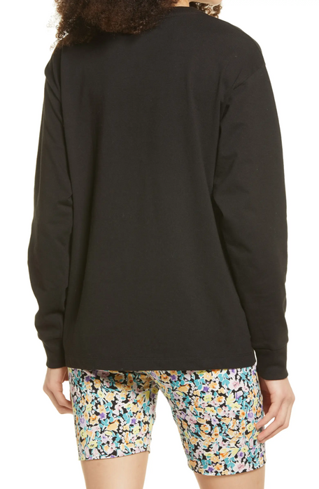 Bp. Women's The Time Is Now Graphic Long Sleeve Tee, Size Small - Black