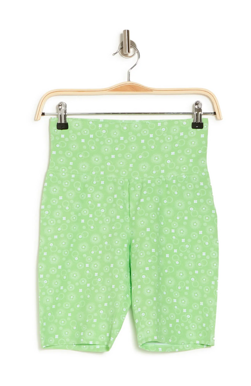 BP. High Waist Bike Shorts in Green Frosty Foulard Size S