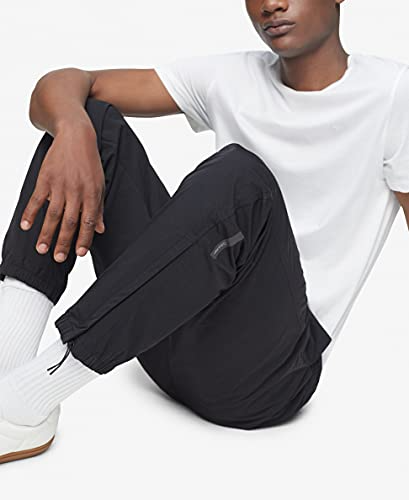 Calvin Klein Men's Move 365 Woven Logo Nylon Joggers Black Size L $80 NWT