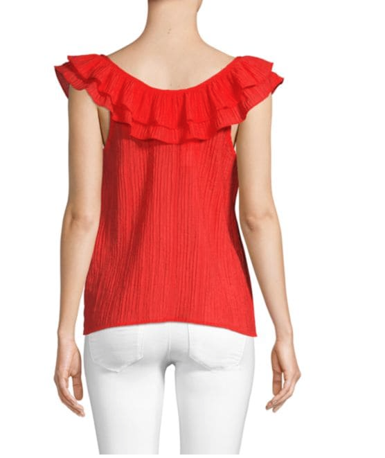 Endless Rose Women's Scoop Ruffle Neck Flounce Top In Orange Size S $69