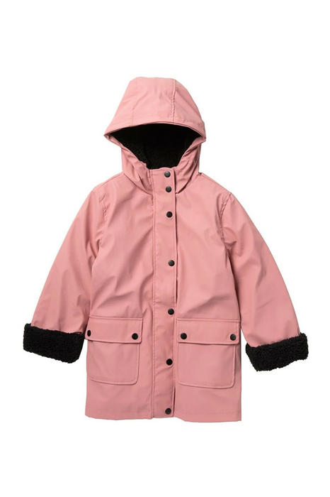 Urban Republic Faux Fur Lined Woobie Raincoat In Pink/Black Size L 14 (big girl)