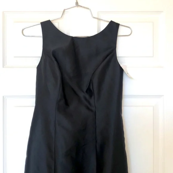 Alfred Sung Sleeveless Satin Gown Low Bow Backless Black D770 Size 2
