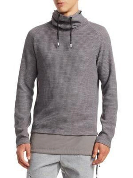 MADISON SUPPLY Men's  Mockneck Mixed Fabric Sweater In Quiet Shade size S $158