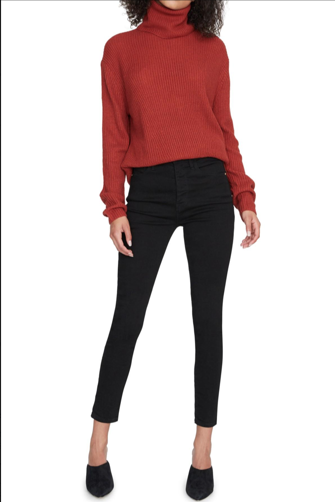 Sanctuary Women's Shaker Turtleneck Sweater In Cinnamon Brown Size XL $130