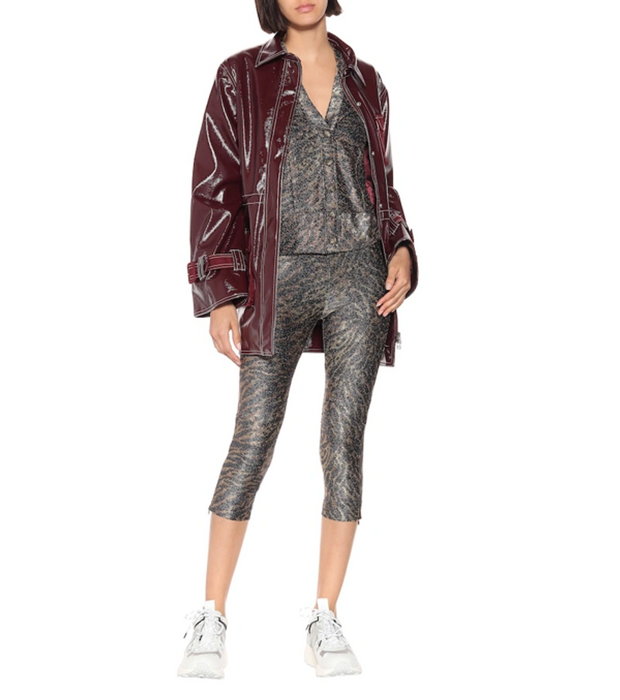 GANNI   Tiger Print Metallic Jersey Crop Pants In Black size 36 $160