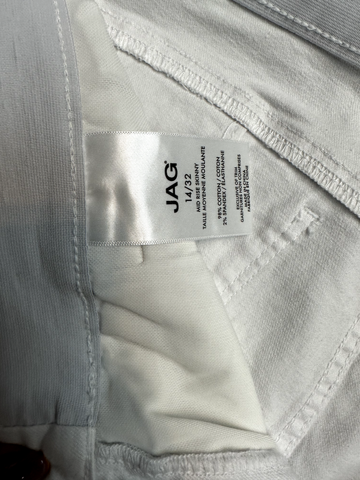 Jag Jeans Women's Cecilia Mid Rise Skinny Jeans W/Elastic Waist White Size 14/32