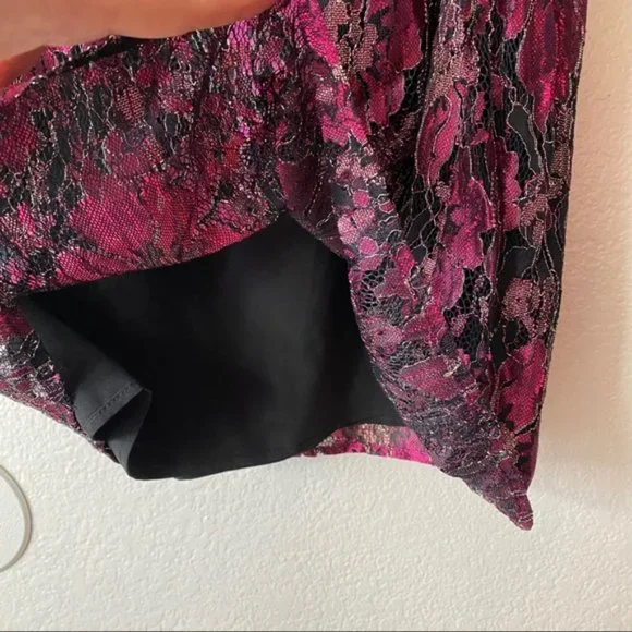 WAYF Cullen Women' Metallic Floral Lace Off The Shoulder Mini Dress Size XS