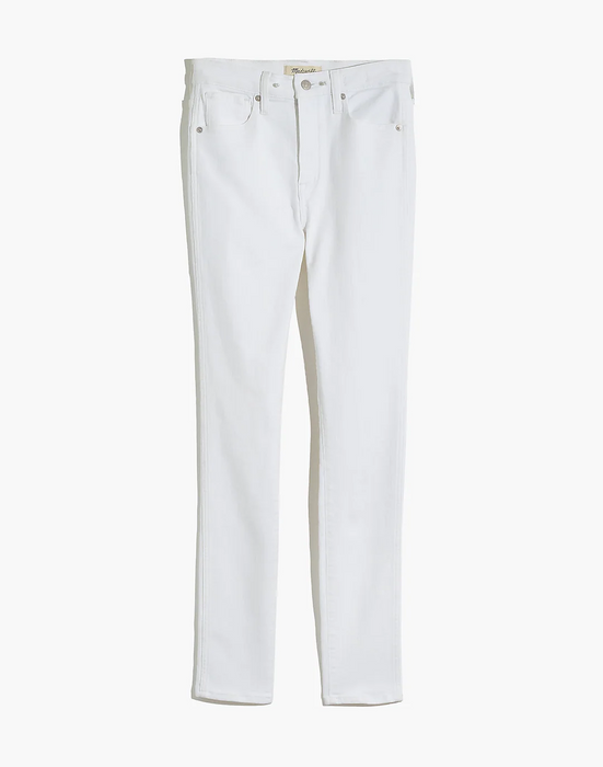 New Madewell Size 33 -  women's 10’’ High-Rise Skinny White Jeans AJ233 ( Stain)