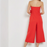 Topshop Women's Jumpsuit Ruffle Strapless Red Full Zip Size US 8