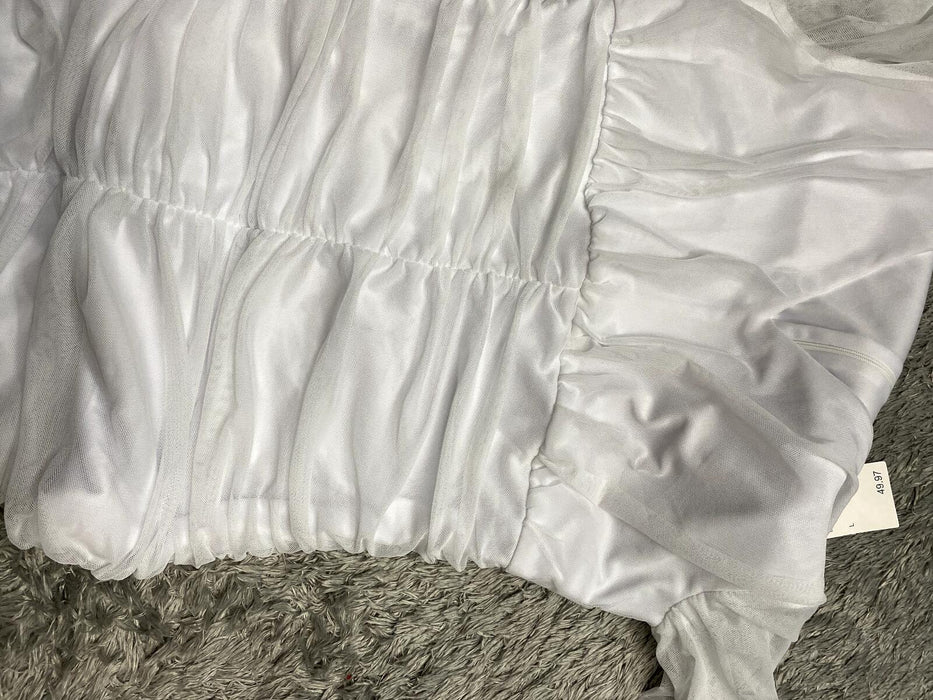 Love by Derign Super Ruched Bodycon Mini Dress Size L in white