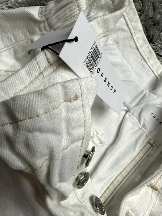 Topshop  women's Front Button Denim Shorts in white size 12 $60
