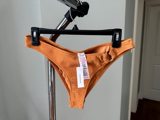 Topshop Crinkle Ring High Leg Bikini Bottoms In Orange Ginger Size 8 US / 12 UK