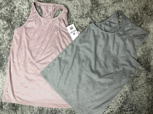 Nine West Active Workout Racerback Ribbed Tank Tops set of 2 Sz Lifts as S