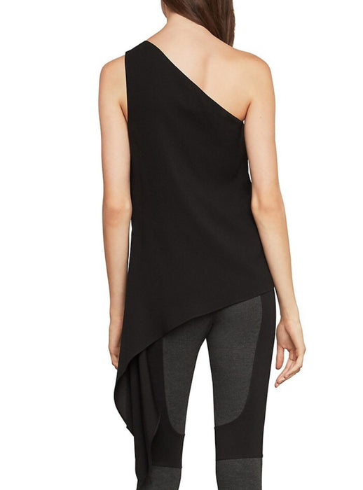 BCBGMAXAZRIA Cerise One Shoulder Asymmetrical Top In Black Size XXS $158