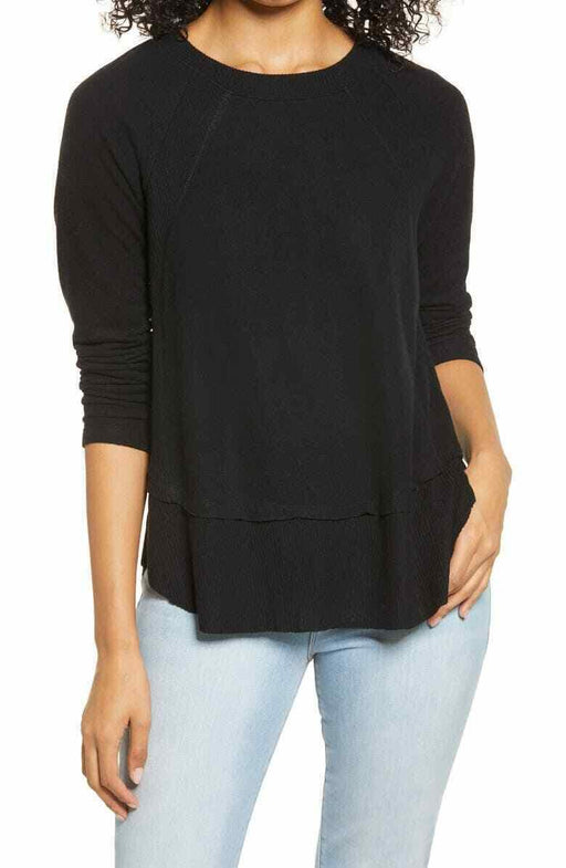 EVERLEIGH Cozy Ribbed Inset Layered Sweater Black Size M