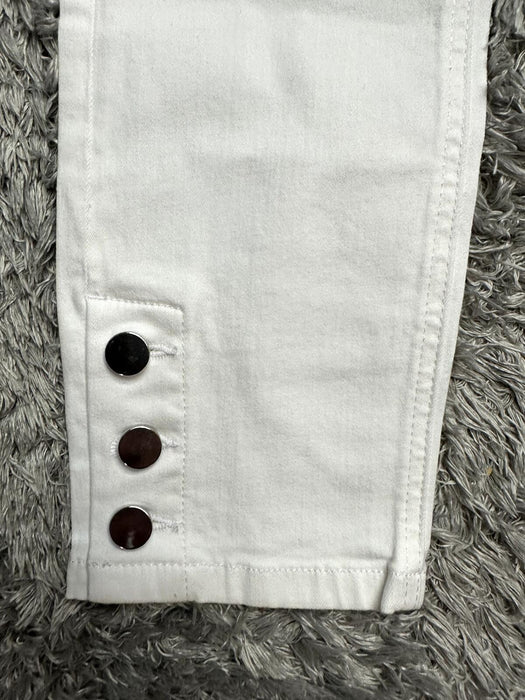 Phase Eight women's Billie Button Hem Jeans white $148 size 8
