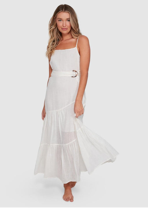 Billabong Island Spirit Maxi Dress in White Cap Spaghetti Strap Organic L