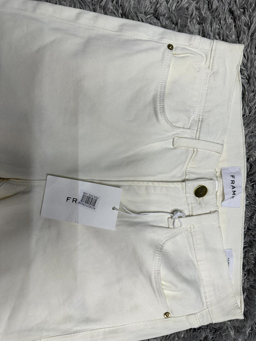NWT $288 FRAME LE HIGH SKINNY OFF WHITE SATEEN JEANS SIZE 27