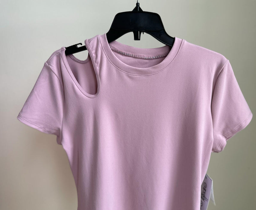 Nine West Cutout Shoulder Mauve Shadow Activewear T-Shirt Size M