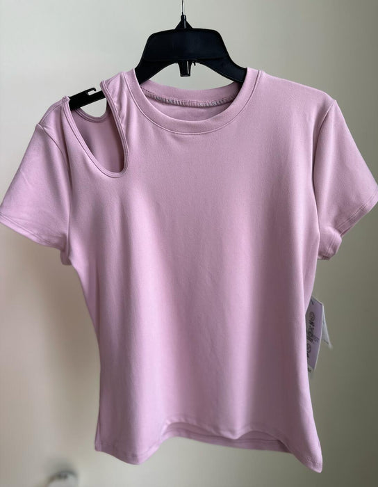 Nine West Cutout Shoulder Mauve Shadow Activewear T-Shirt Size M
