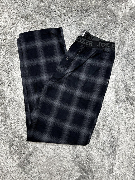 Joe Boxer Plaid Pajama Flannel Jogger Pants In Gray Size M