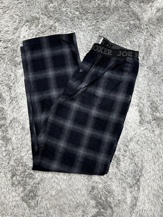 Joe Boxer Plaid Pajama Flannel Jogger Pants In Gray Size M