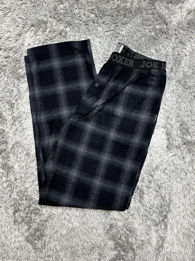 Joe Boxer Plaid Pajama Flannel Jogger Pants In Gray Size M