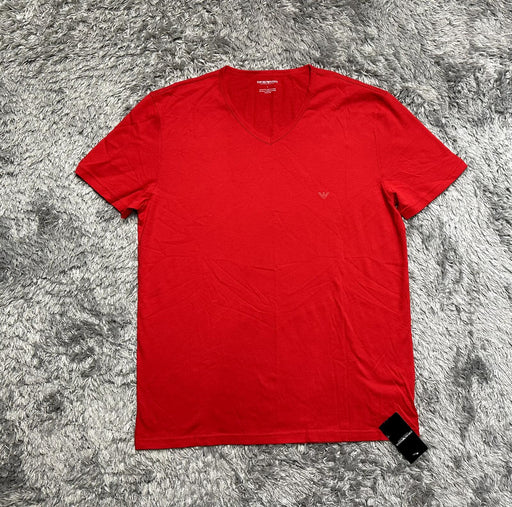 Emporio Armani men's  soft cotton V neck underwear T-shirt size L in red
